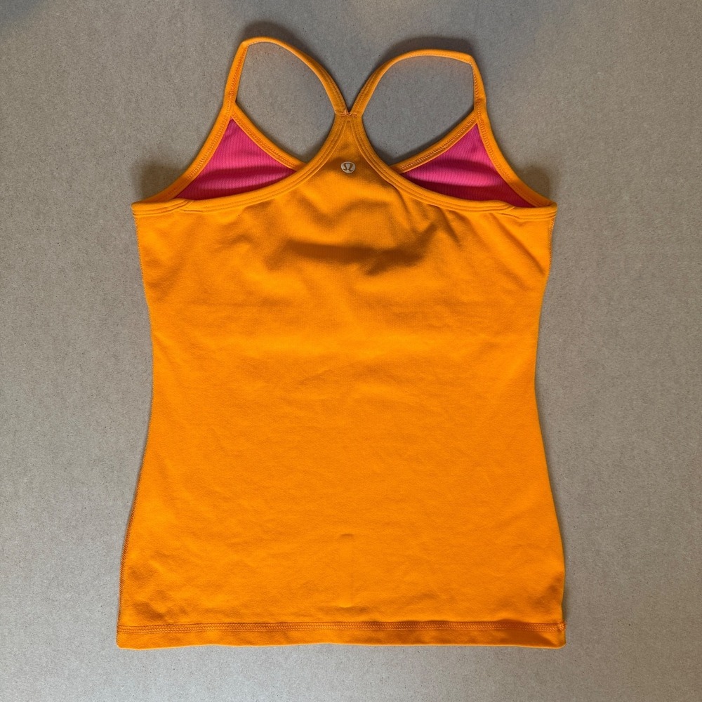 Lululemon Power Pose Tank Size 4 Orange Pink Racerback Y2K Athletic Yoga - Picture 5 of 9